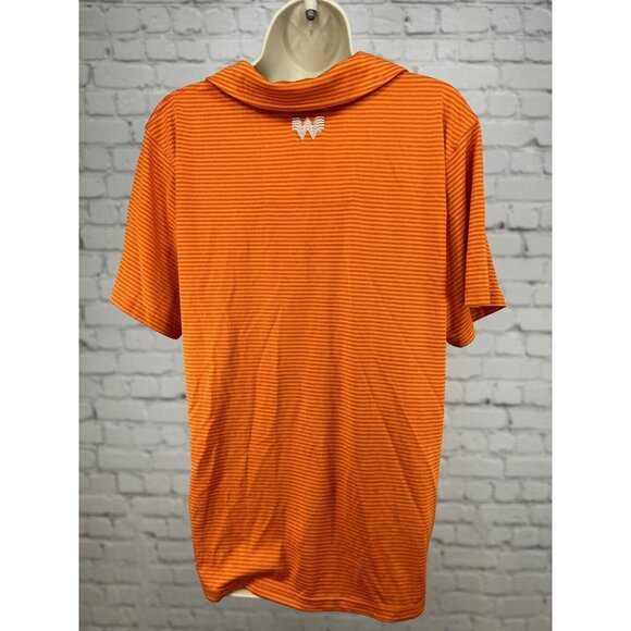 Whataburger Orange Striped V Neck Collard Breathable Uniform Top Size Large L - Picture 2 of 11